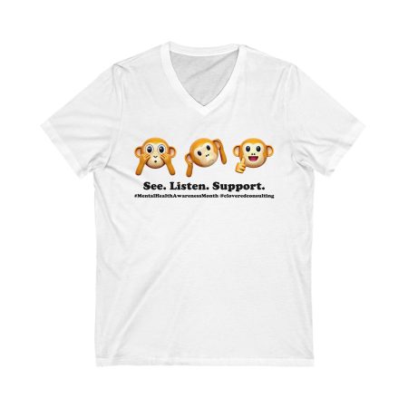Unisex MH Awareness V-Neck Tee - See. Listen. Support.